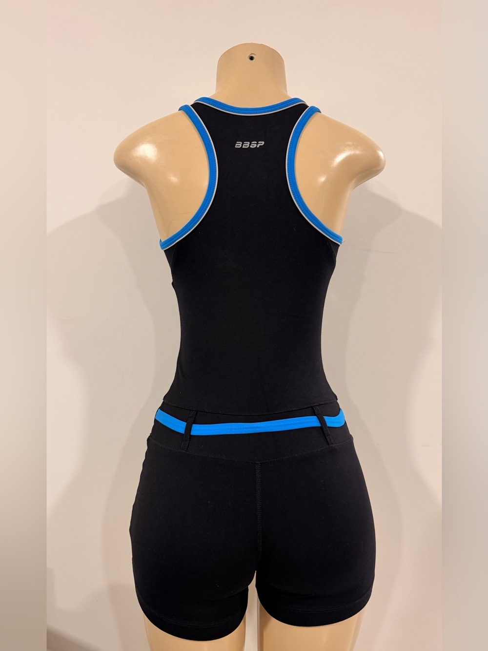 bebe Black jumpsuit with Electric Blue Trim and Belt Y2K - Picture 2 of 7